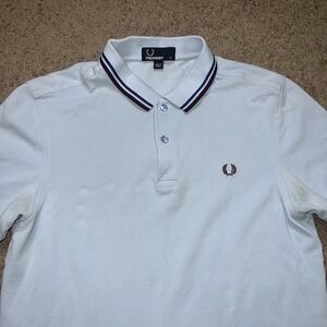 Fred Perry Short Sleeve Zip Neck Crepe Polo Shirt Teal Medium